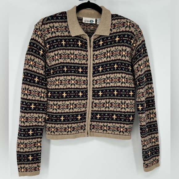 PAUL HARRIS DESIGN FULL ZIP VINTAGE CARDIGAN COTTON BLEND - Picture 1 of 6